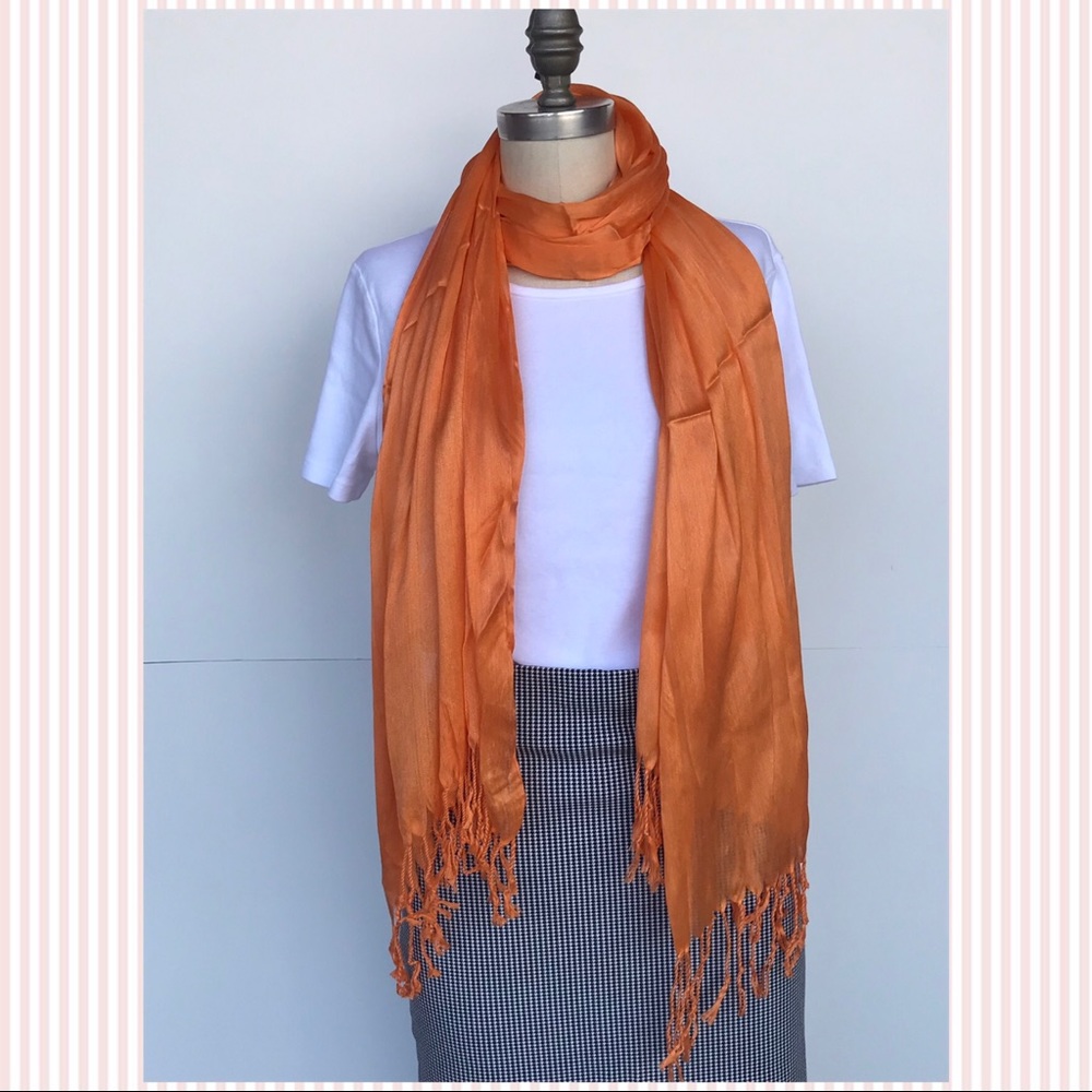 Orange Silky Viscose Scarf NWOT